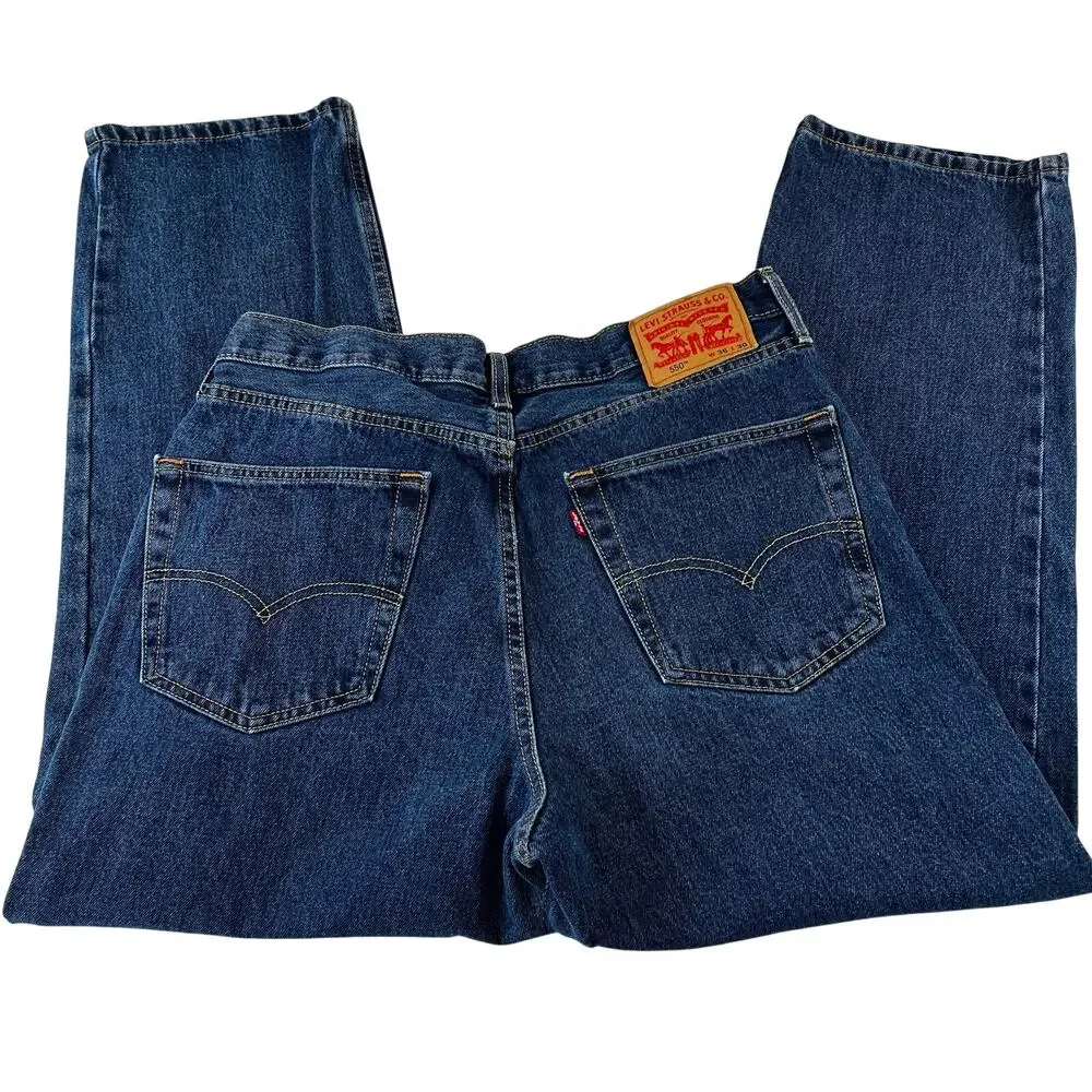 Levi's 550 Relaxed Fit Denim Blue Jeans men's size 34X28